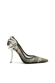 [Diesel] Diesel - D-Ten & Half-Camo-mesh pumps with curved heel - Heels - Woman - Green 37 Green