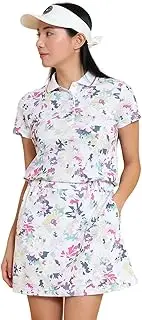 [Callaway] C25129201 Women's Short Sleeve Polo Dress (Sweat Absorbent, Quick Drying, Flower Pattern), Golf
