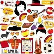 Spain Photo Booth Props, 37pcs Spanish Photo Booth Props, Htabiol Spain Party Decorations, Spain Decorations, Spanish Party Decorations, Fit for Spain Themed Party, Flamenco Party, Fiesta Española