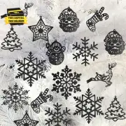 40Pcs Christmas Glitter Snowflake Ornaments Black Glitter Snowflakes Hanging Orn