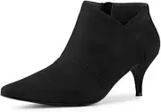 [Allegra K] Women's Pointed Toe Kitten Heel Cutout Ankle Boots