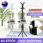 12 Hook Clothes Coat Hanger Stand 3-Tier Hat Rack Metal Tree Style Storage New