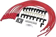 Universal 4040R Spark Plug Wire Set 8mm with Red Silicone Jacket and Straight Boots