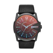 Diesel Master Chief Stainless Steel and Leather Three-Hand Analog Men's Watch...