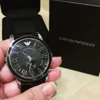 在飛比找蝦皮購物優惠-Emporio Armani⌚️黑色皮帶石英腕錶