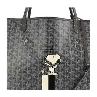 【GOYARD 高雅德】STLOUI SNOOPY 聯名款條紋塗料帆布LOGO子母購物包(大/灰/白黑)