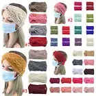 Women's Elastic Headband Crochet Bow Button Hairband Headwear Headdress Decor +