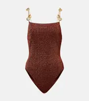 [Oseree] Oséree Lumière Shells embellished swimsuit AU 16 brown