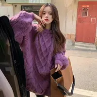 在飛比找momo購物網優惠-【D.studio】韓版復古寬鬆慵懶麻花毛衣(針織上衣 毛衣