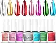 Mirror Effect Gel Polish - Nail Polish Quick Dry Set, 8 Colors for Party Salon Application | Smooth Coating Offering Vibrant Glossy Look Easily, Quick Air Dry Polish with Home Professional Se