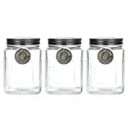 3x Lemon & Lime Ascot 800ml Glass Jar Food Container/Storage w/ Airtight Lid CLR