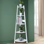 Levede 5 Tier Corner Shelf Wooden Storage Home Display Rack Plant Stand White