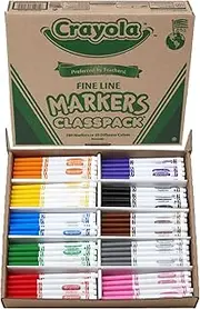 Crayola 200 Ct Fine Line Markers, 10 Assorted Colors (58-8210)