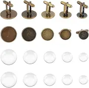 [UNICRAFTALE] 10 Sets 5 Sizes DIY Blank Dome Alloy Cufflinks Set Antique Bronze Cufflink Base Blanks Round Cabochon Setting Tray For Men Cufflink DIY Crafts, 18.5-19mm, Non-precious metal, No