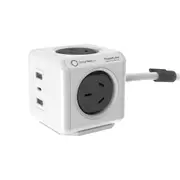 Design Nest Allocacoc Multiport Quick Charging PowerCube AU/NZ Plug Socket Grey