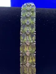 Hebei Peridot White Topaz Bangle Bracelet