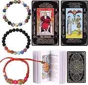 King's palace Classic Rider Waite Tarot Cards for Beginners, Tarot Cards with Meanings On Them, Tarot Cards with Guide Book/Linen Carry Bag,78 Original Tarot Cards Set, Easy to Read, Hold and Shuffle