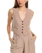 AllSaints Deri Lyn Linen-Blend Waistcoat
