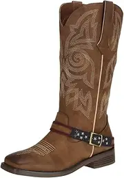 [SheSole] Women's Fashion Western Square Toe Cowboy Cowgirl Boots
