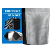 Loud Lock Mylar Bags 100 Count - 1/2 Ounce Black/Clear Zip Seal Bags