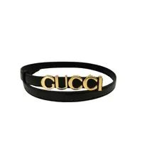 在飛比找森森購物網優惠-Gucci 金Logo細版腰帶/皮帶(751600-黑)