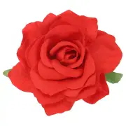 Rose Boho Hair Clips Fabric Flower Brooch Pins for Women Wedding Red