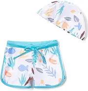 [Mazuliso] Baby Girls' Swimming Shorts UPF 50+ Quick-Drying, UV Sun Protection Cap