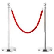 Red Silver Velvet Stanchion Stand Rope Queue Barrier Cord Crowd Control