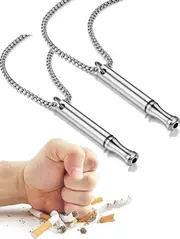 2024 Stop Smoking Necklace, Anxiety Necklacevape Necklace, Breathing Necklace Stop Smoking, Breathing Exercises, Christmas Gift Latest Silver 2Pcs