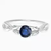 Crossover Ring Nature Inspired Blue Sapphire Stackable Ring 925 Sterling Silver