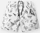PAPER PLANES ROC NATION Sketch Print Swim Shorts 700014 White 2023 Brand New