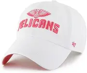 47 Brand Women New Orleans Pelicans Luminance Adjustable Cap, Snapback Hat White, White, One Size