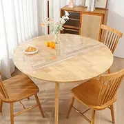 TIEHAN Round PVC Tablecloths, 2mm Thick Diameter 80cm Transparent Round Table Cover, Waterproof Plastic Placemats Desk Pads Table Protector