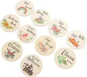 Hohopeti Monthly Milestone Wood Discs 12 Baby Milestone Cards Blocks Set Photo Props for Baby's Growth Journey