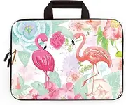 14 15 15.4 15.6 inch Laptop Handle Bag Computer Protect Case Pouch Holder Notebook Sleeve Neoprene Cover Soft Carrying Travel Case For Dell Lenovo Toshiba HP Chromebook ASUS Acer (Cute Flamingos)