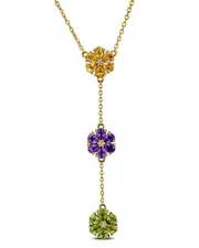 Rina Limor Silver 2.68 ct. tw. Amethyst & Citrine & Peridot & Topaz Necklace