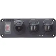 4365 Water-Resistant Accessory Panel - 15A Circuit Breaker, 12V Socket, 2X 2....