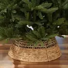 NEW West Elm Boho Rattan Wicker Grass Christmas Tree Basket Collar Skirt - 28" D