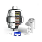 20-Stage Shower Head Filter, Showerhead Filter For Hard Water, High Output Shower Water Filter With 2 Replaceable Filter Cartridges For Removing Chlorine