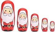Christmas Nesting Dolls, 5pcs Christmas Hand-Painted Cute Wooden Matryoshka Dolls Russian Nesting Dolls Set Home Decoration (Santa Claus)