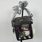 Chala Bull Dog Crossbody Bag Convertible Cell Phone Navy Gray 7.5" x 5.25" NWT