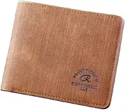 QWERT Men's Wallet Korean Retro Short Wallet car Stitching Multi-Card Pocket Soft Wallet,Coffee Color