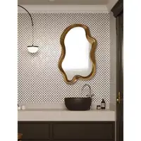 在飛比找ETMall東森購物網優惠-北歐不規則異形浴室鏡LED智能防霧化妝鏡輕奢壁掛玄關藝術裝飾