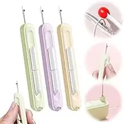 2 in 1 Needle Threader Seam Ripper, 3Pcs Retractable Threader Plug-in Needle Threader, Thread Remover Tool for Hand Sewing, Knitting, Cross Stitch, Embroidery and Thread Removal (Mixed-3pc)