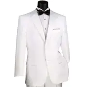 LUCCI Men's White Tuxedo Suit w/ Sateen Lapel & Trim Classic Fit - NEW