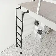 Metal Loft Bed Ladder Wall Mounted, Black Interior Bunk Bed Ladder 4ft 5ft 6ft 7ft 8ft Emergency Fire Escape Ladder for Attic/Dorm/Library/Warehouse/Deck/RV(155cm/61in)