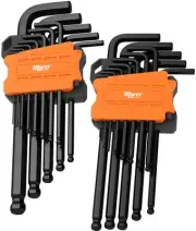 Mutt Tools 26pc Ball End Hex Key Set - Complete Metric & SAE Allen Wrench Set...