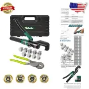 10 Ton Hydraulic Cable Lug Crimper Kit for 12 AWG to 2/0 Wires - 9 Dies Included