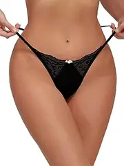 [COOLOYA] Women's Rose Accent Lace Low Waist Thongs Underwear Panties Lingerie Bottom G String