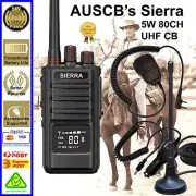 SIERRA 5W 80CH UHF CB Handheld Bundle Pack with Compact Magnetic 1/4 Wav